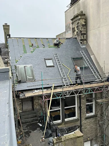 Roofing work in progress